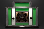 Radio-Glo Stained Glass + Chrome Radio in Green with White - Exceptional